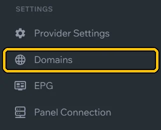 No menu, toque em **Domains**.